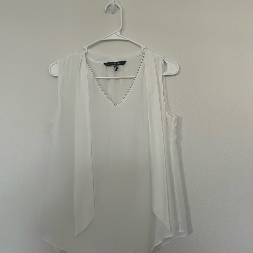 WHBM Elegant White Sleeveless Top